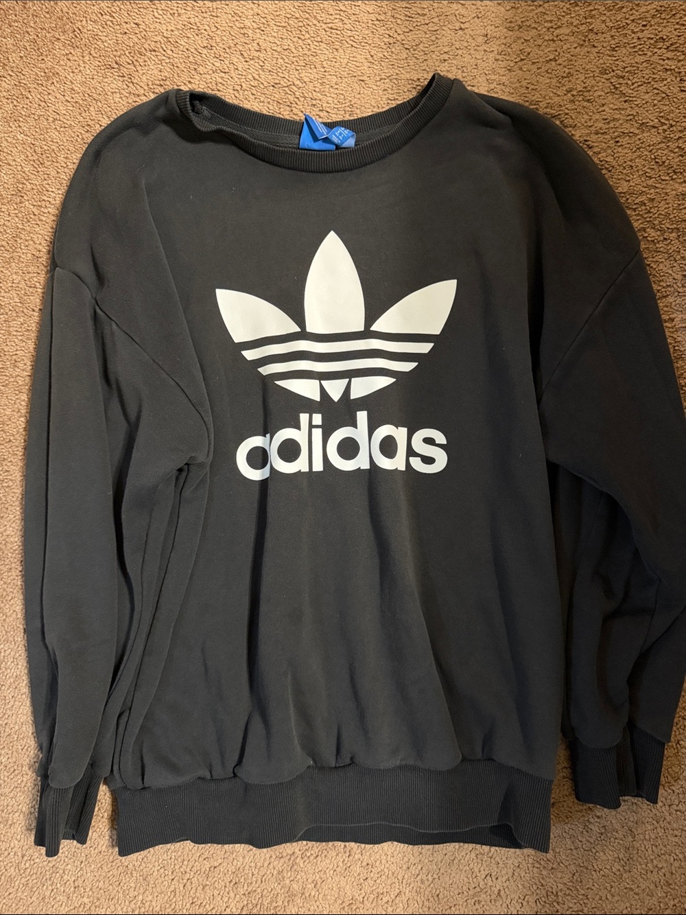 adidas Black Crewneck Sweatshirt with White Trefoil Logo